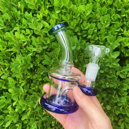 Mini blue glass bong - mini, 4"