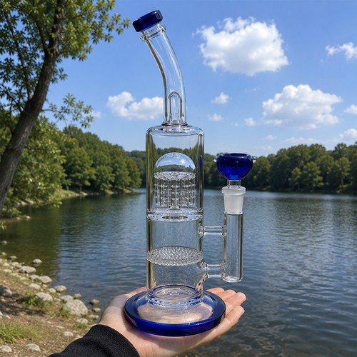 Blue heavy glass bong - glass,